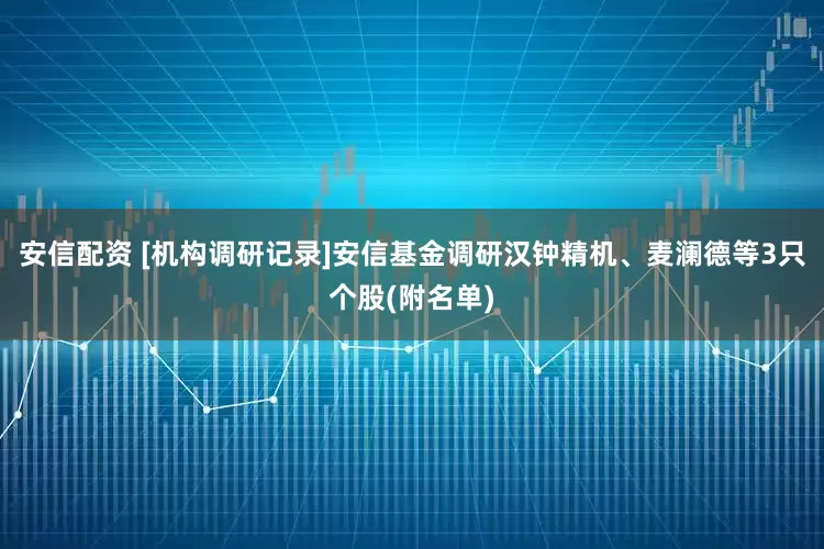 安信配资 [机构调研记录]安信基金调研汉钟精机、麦澜德等3只个股(附名单)